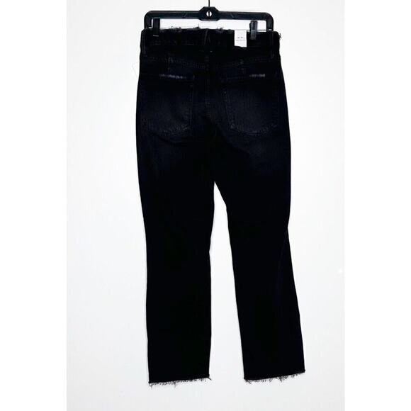 NWT Good American Distressed Raw Hem Straight Leg Nico Jeans Women's Black 4/27 - Picture 6 of 8